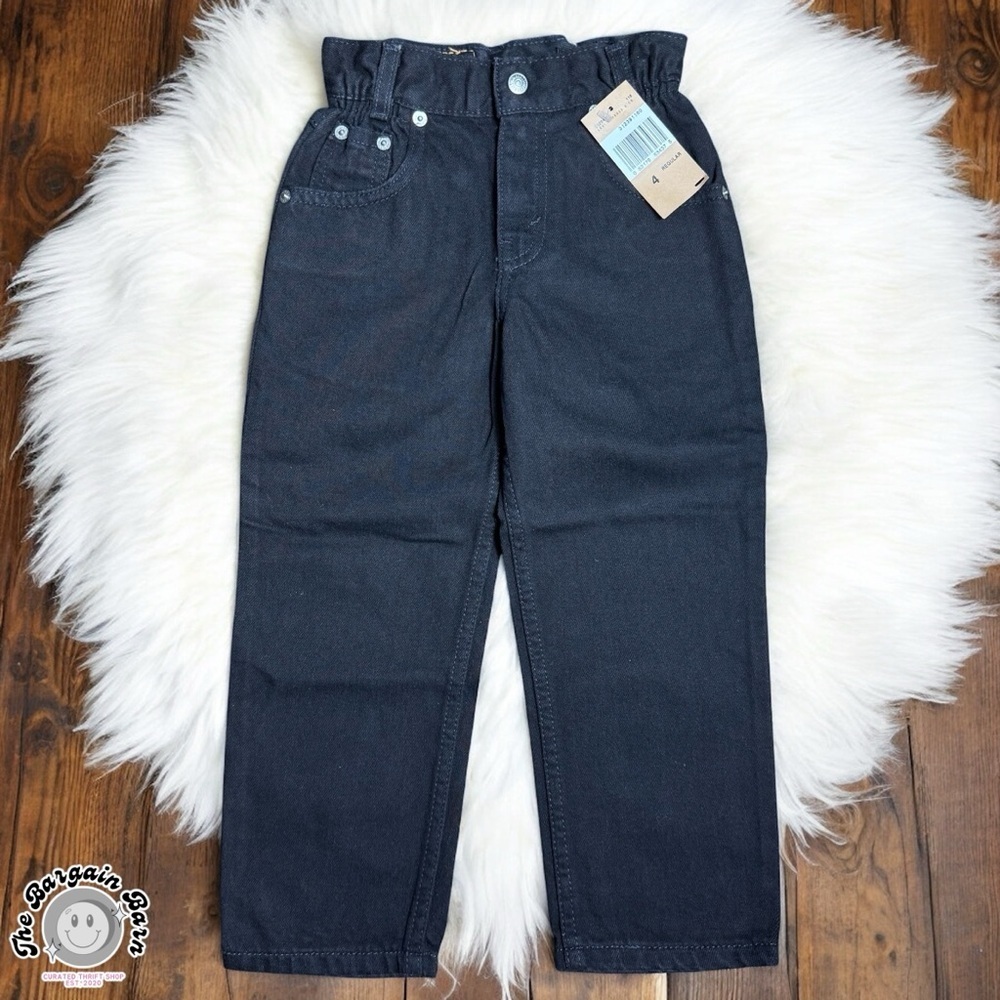 Vintage 1999 Levi’s Red Tab Girls Jeans Sz 4 Side Elastic Black Denim NWT Rare